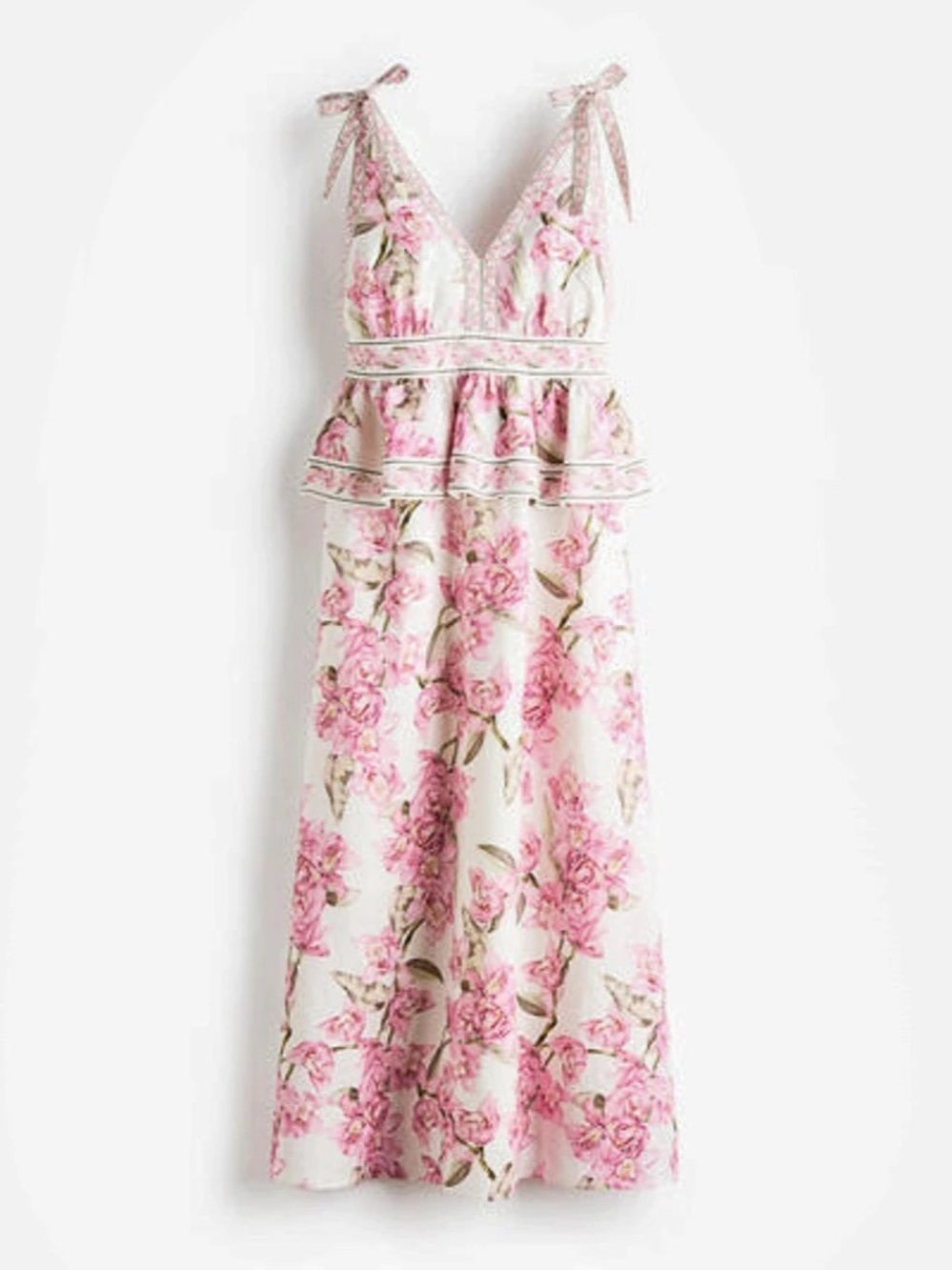 H&M MAMA Maxi Dress Floral Pink & White